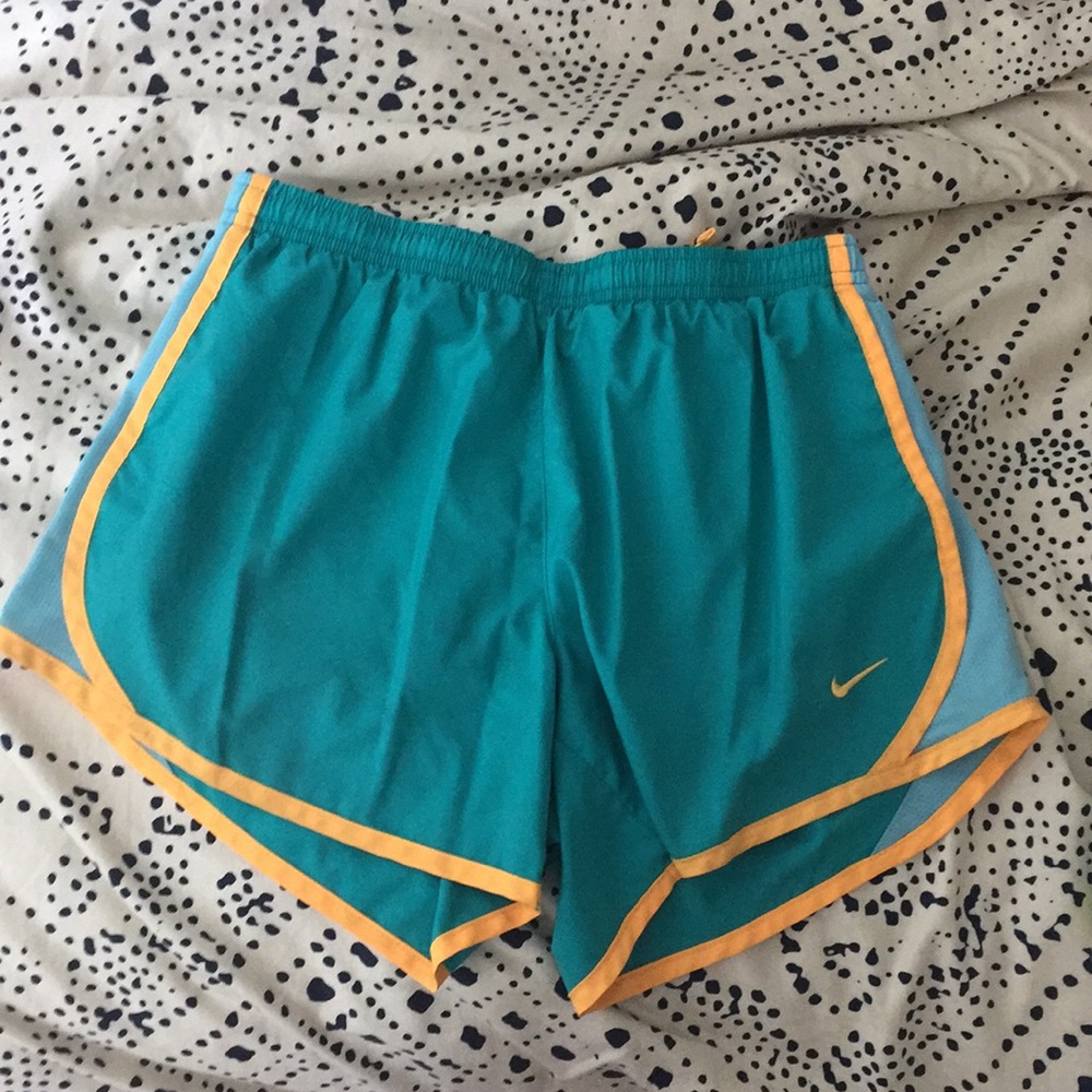 nike blue and orange exercise shorts (KIDS large)